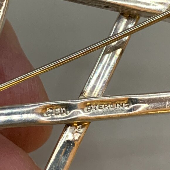 Modernist Industrial Abstract Criss Cross Hashtag Sterling Silver Brooch J580 - Picture 11 of 14